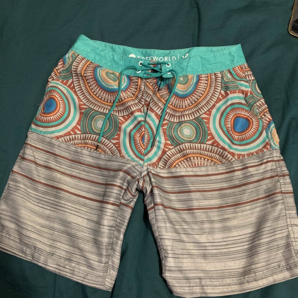 Freeworld  tribal patterned swim trunks
